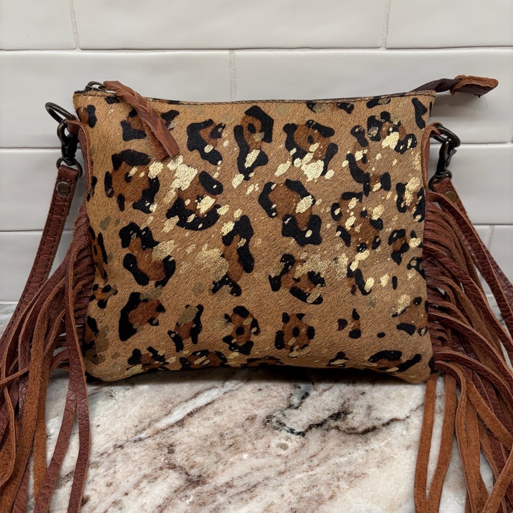 American Darling Women's Crossbody Messenger Bag Fringe Leopard Print Western - Picture 2 of 16
